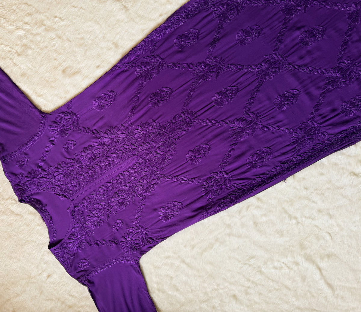 Farah Purple Pure Modal Chikankari Kurti