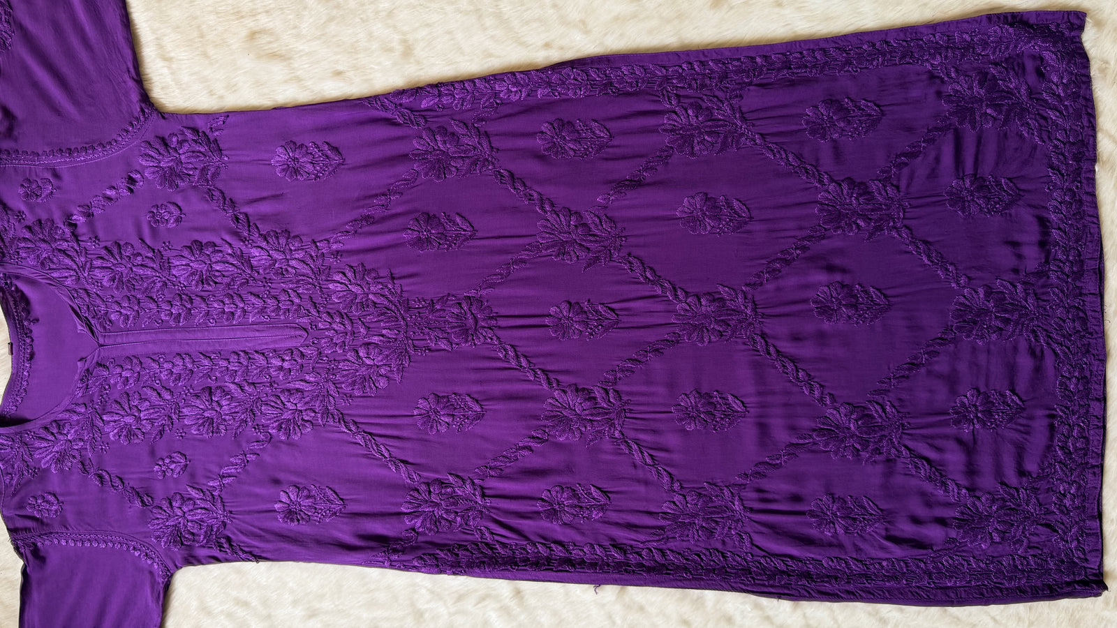 Farah Purple Pure Modal Chikankari Kurti