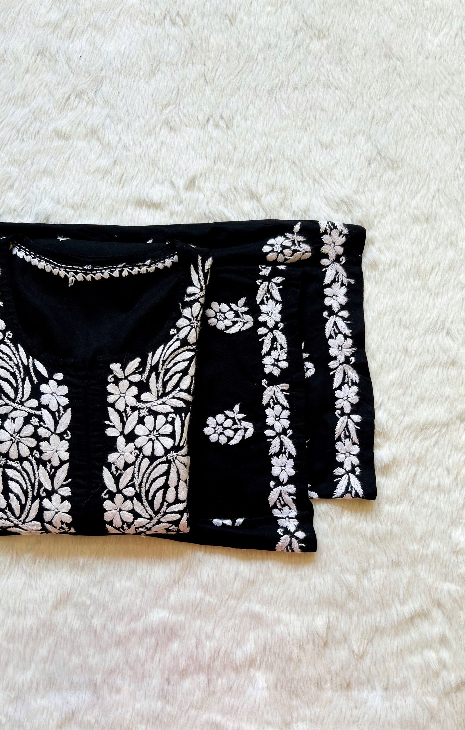 Fiza Black Rayon Chikankari Kurta Set