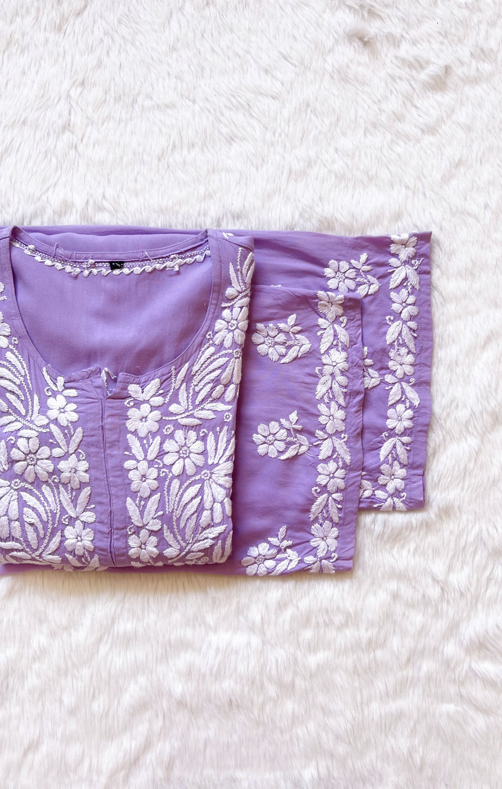 Fiza Lavender Rayon Chikankari Kurta Set