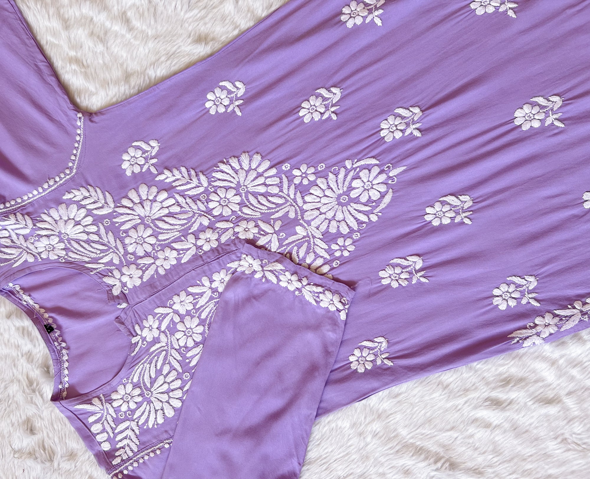 Fiza Lavender Rayon Chikankari Kurta Set