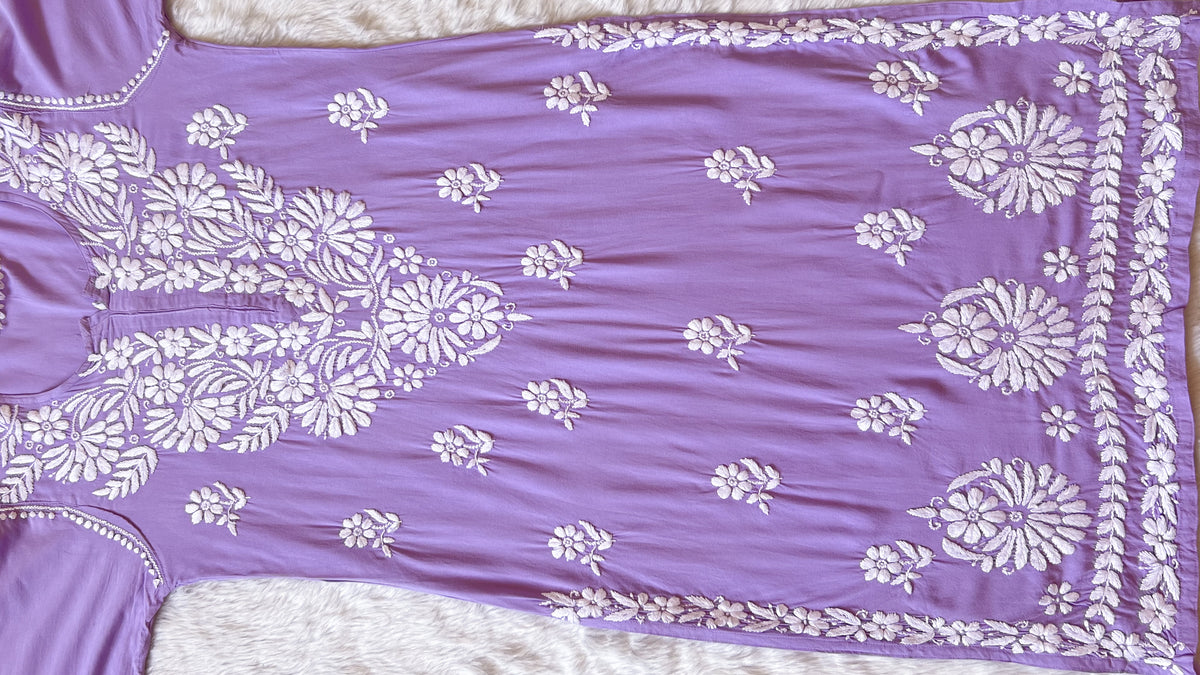 Fiza Lavender Rayon Chikankari Kurta Set