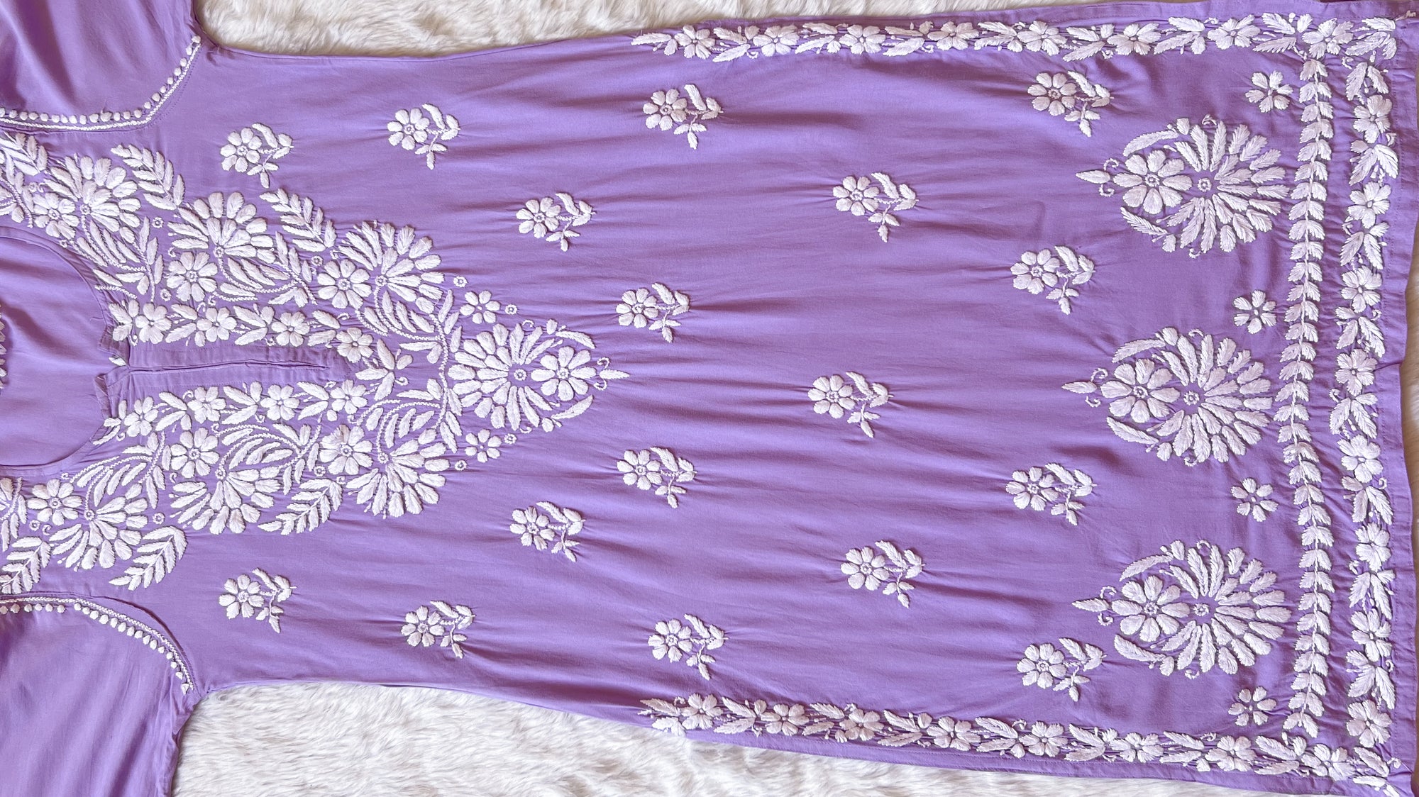 Fiza Lavender Rayon Chikankari Kurta Set