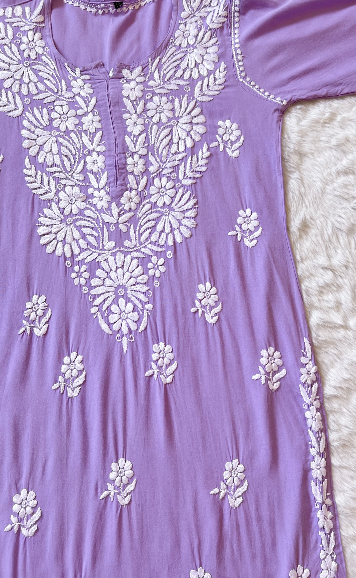 Fiza Lavender Rayon Chikankari Kurta Set