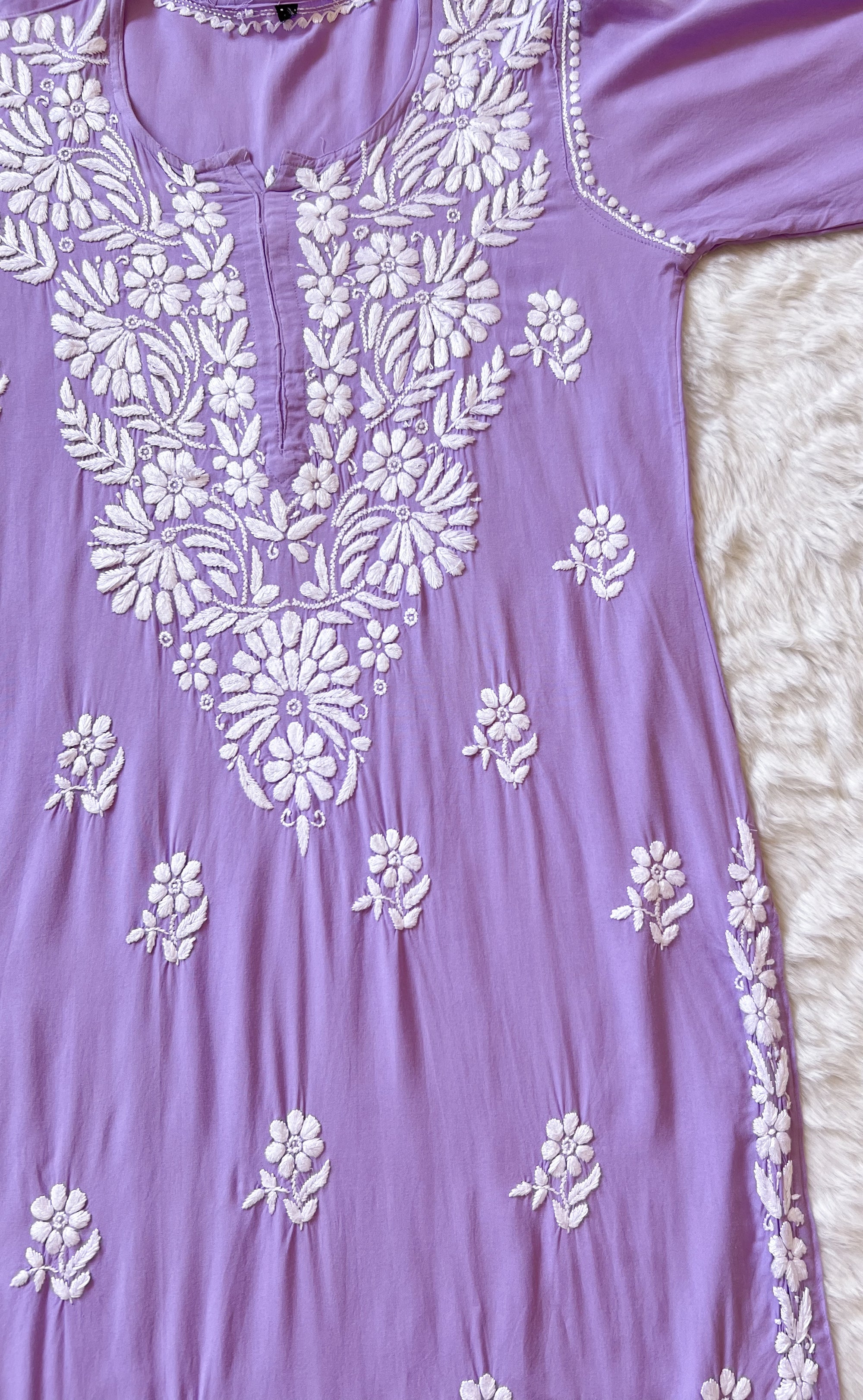 Fiza Lavender Rayon Chikankari Kurta Set