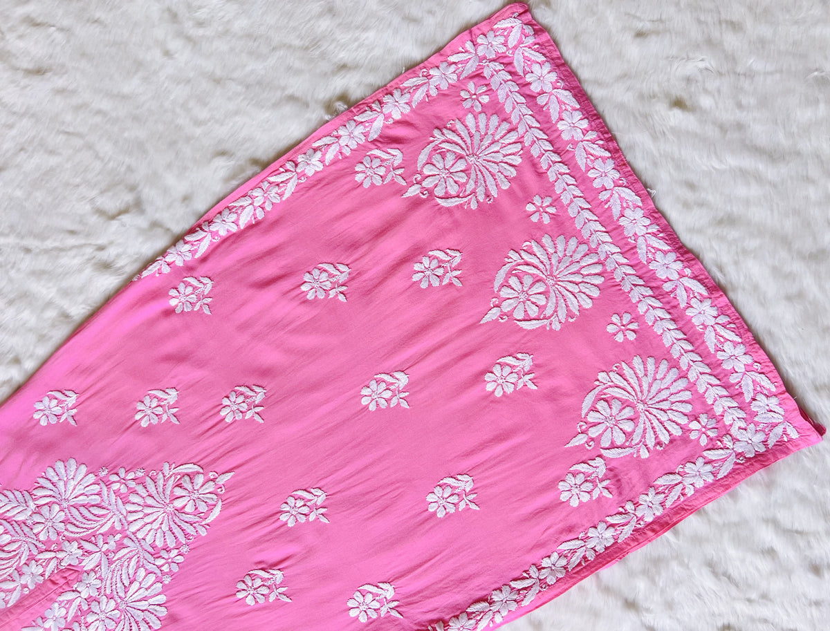 Fiza Light Pink Rayon Chikankari Kurta Set