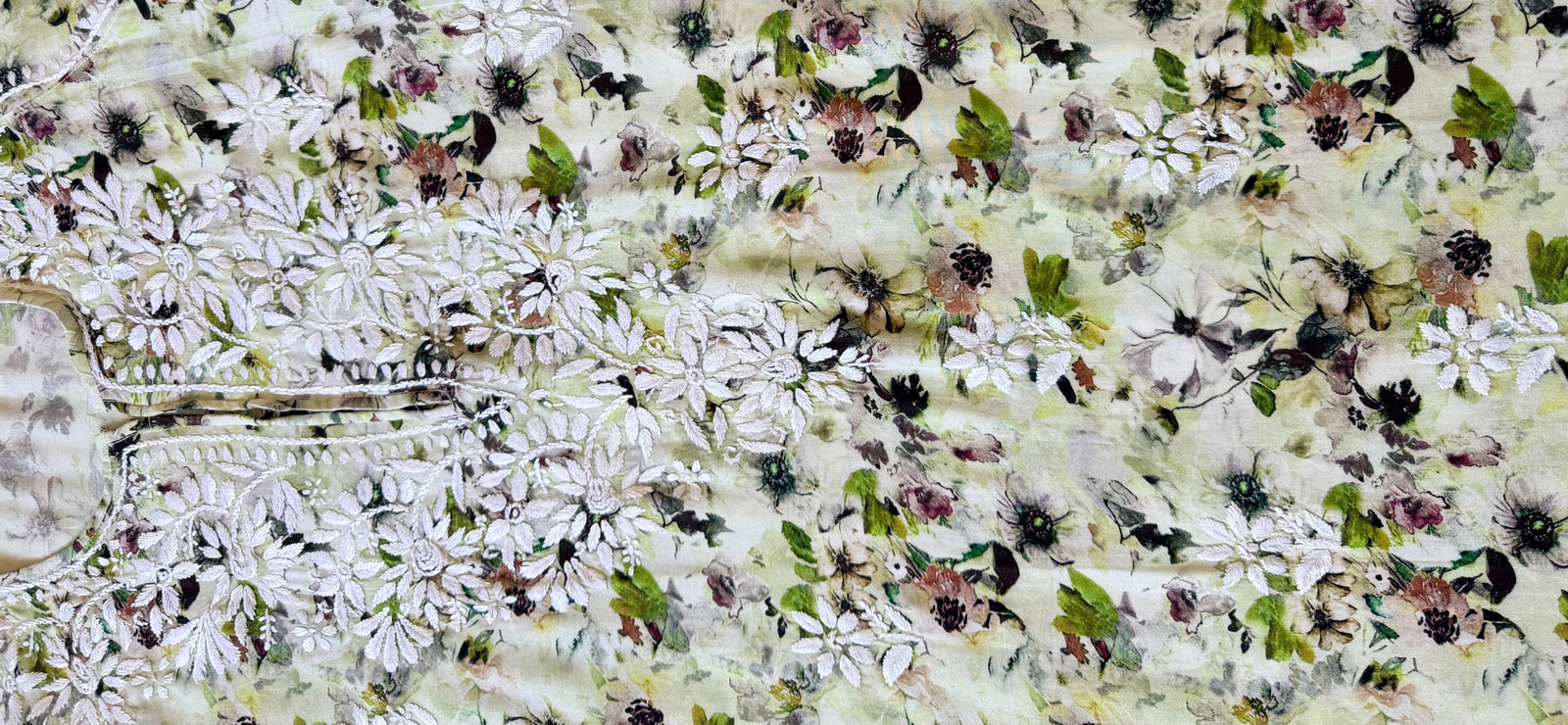 Fiza Olive Green Rayon Printed Chikankari Kurti