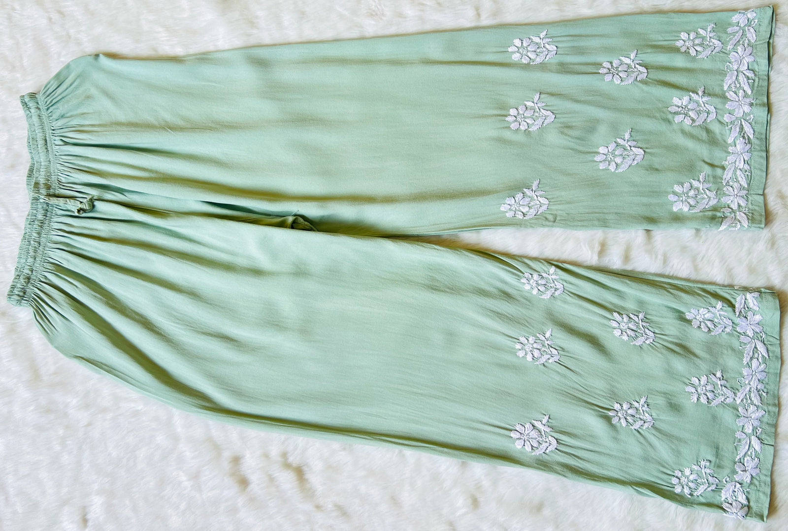 Fiza Pastel Green Rayon Chikankari Kurta Set