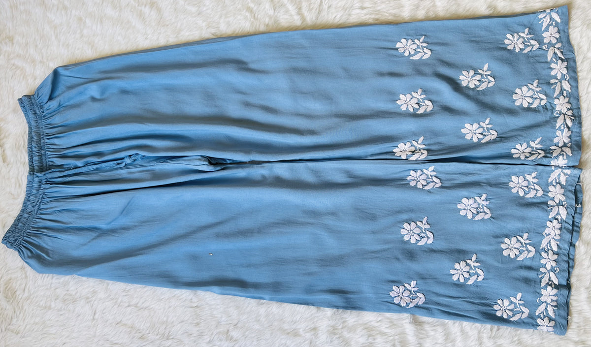 Fiza Powder Blue Rayon Chikankari Kurta Set