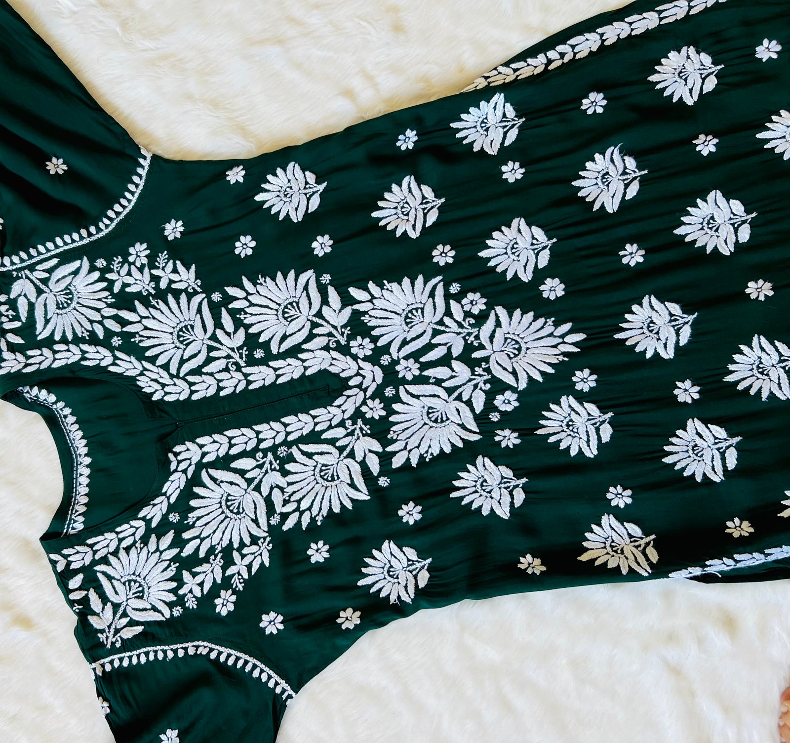 Forest Green Long Heavy Modal Kurta