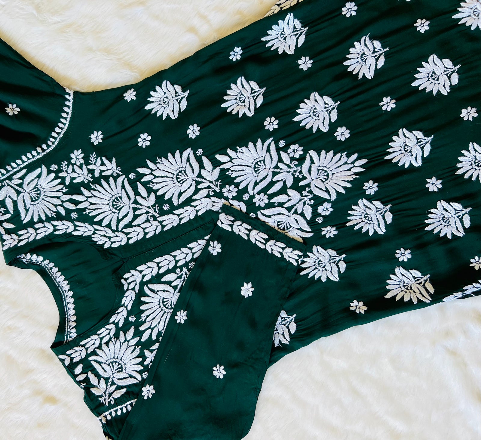 Forest Green Long Heavy Modal Kurta