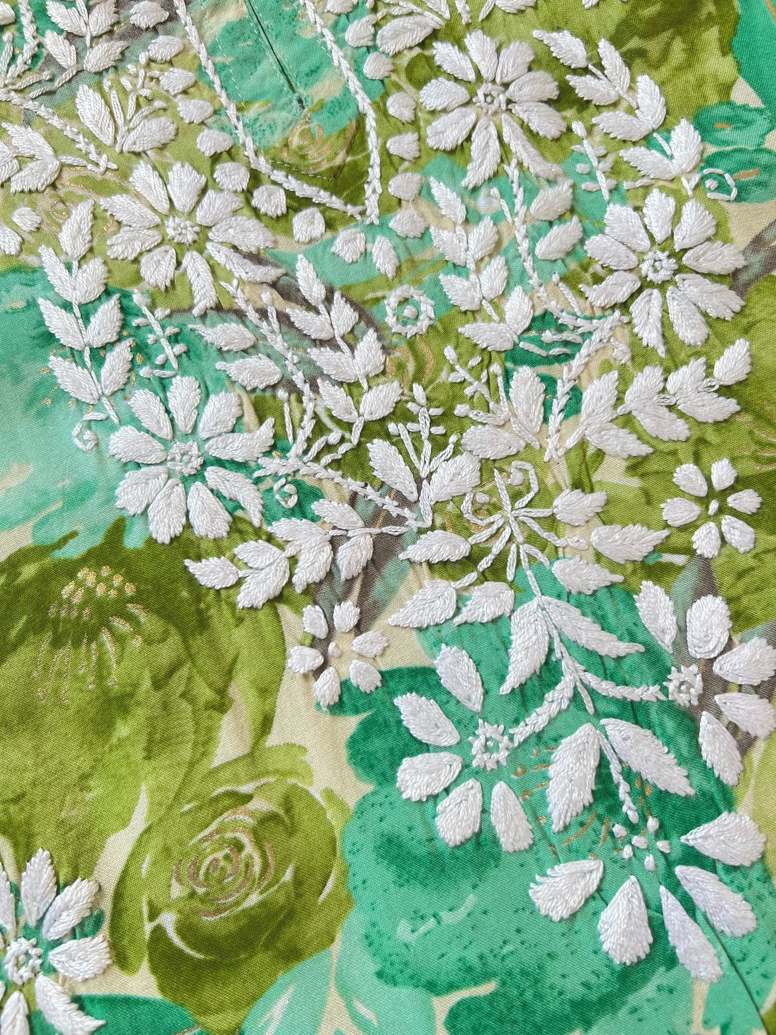 Green Long Rayon Printed Kurta