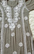 Grey Long Lace Rayon Chikankari Kurta