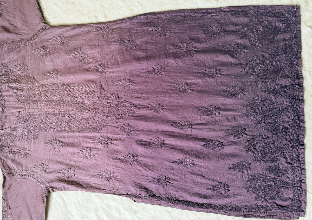 Gul Dusty Lavender Chanderi Plus Size Chikankari Kurti