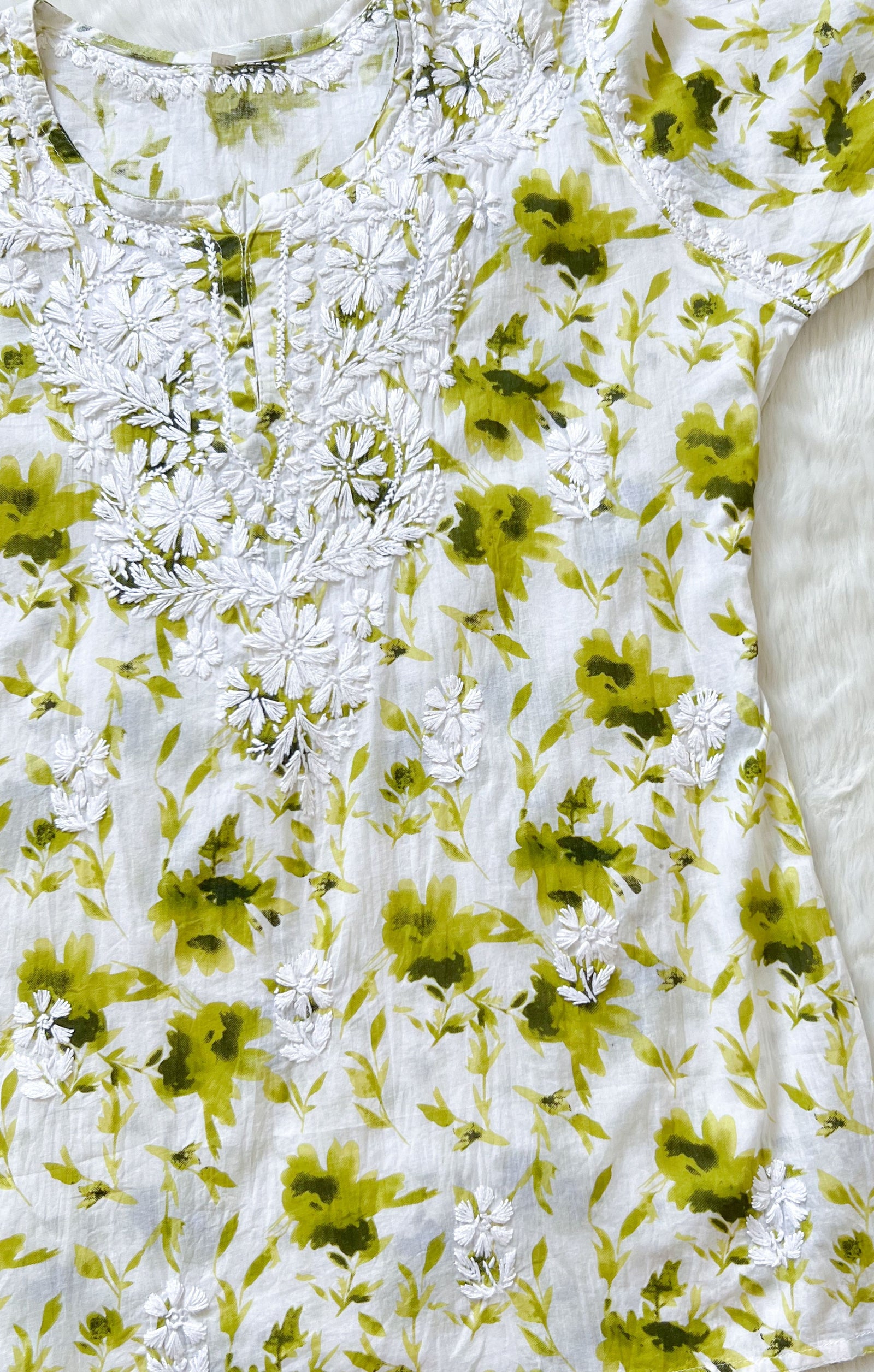 Gul Olive Green MulMul Short Kurti