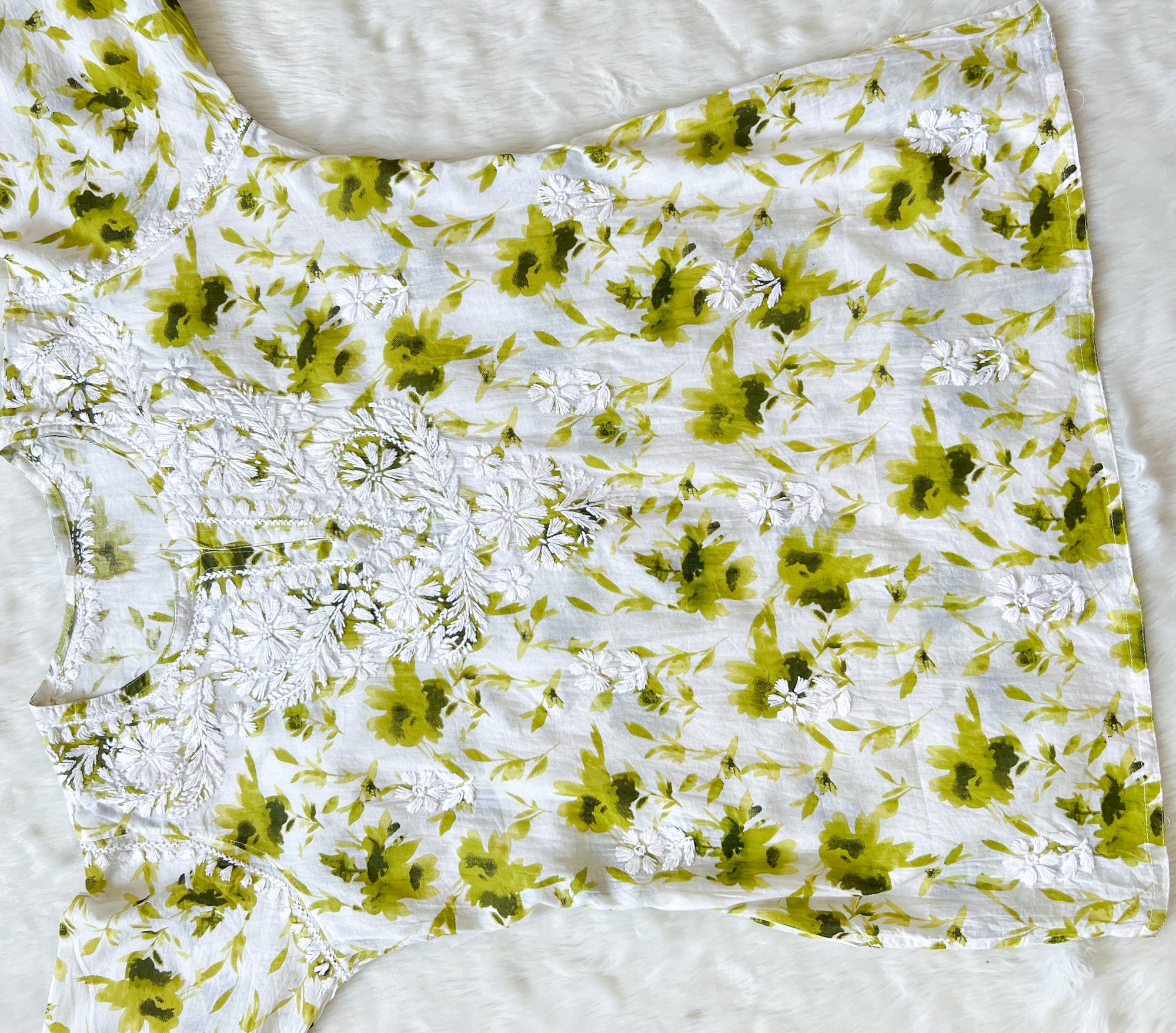 Gul Olive Green MulMul Short Kurti