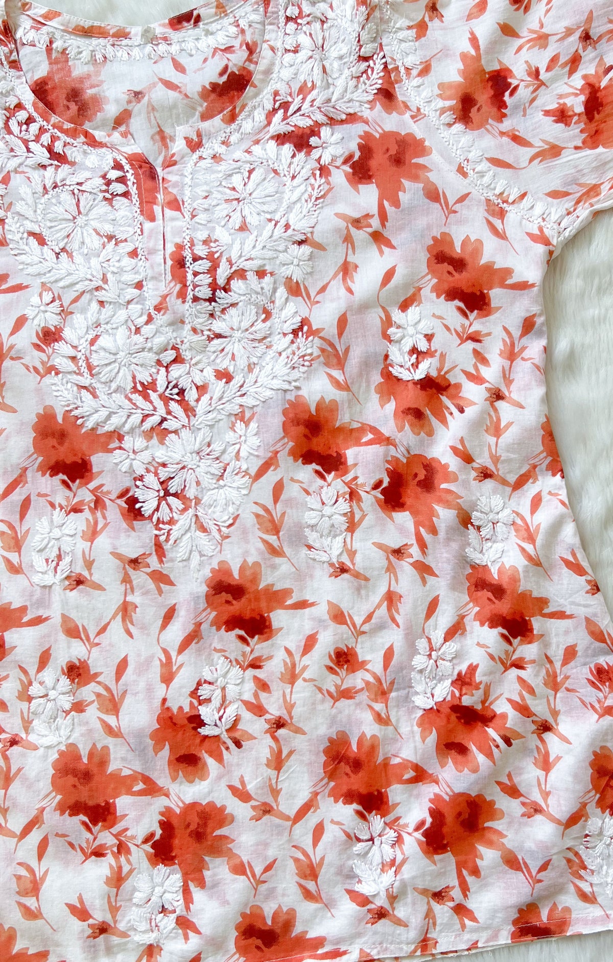 Gul Orange MulMul Short Kurti