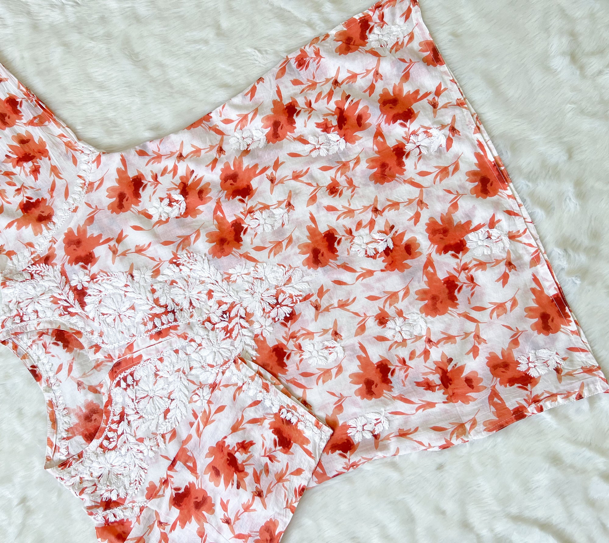 Gul Orange MulMul Short Kurti