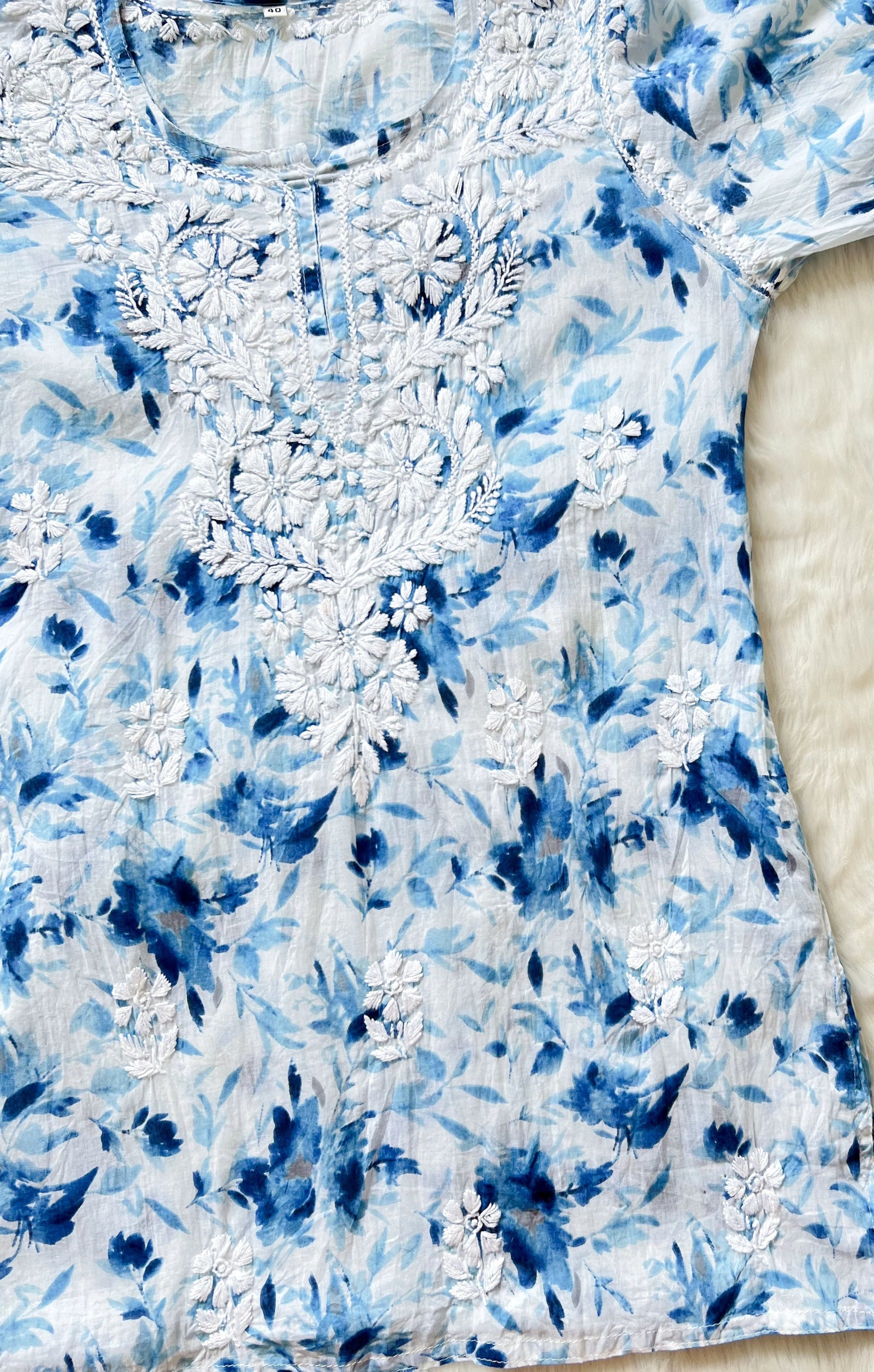 Gul Sky Blue MulMul Short Kurti