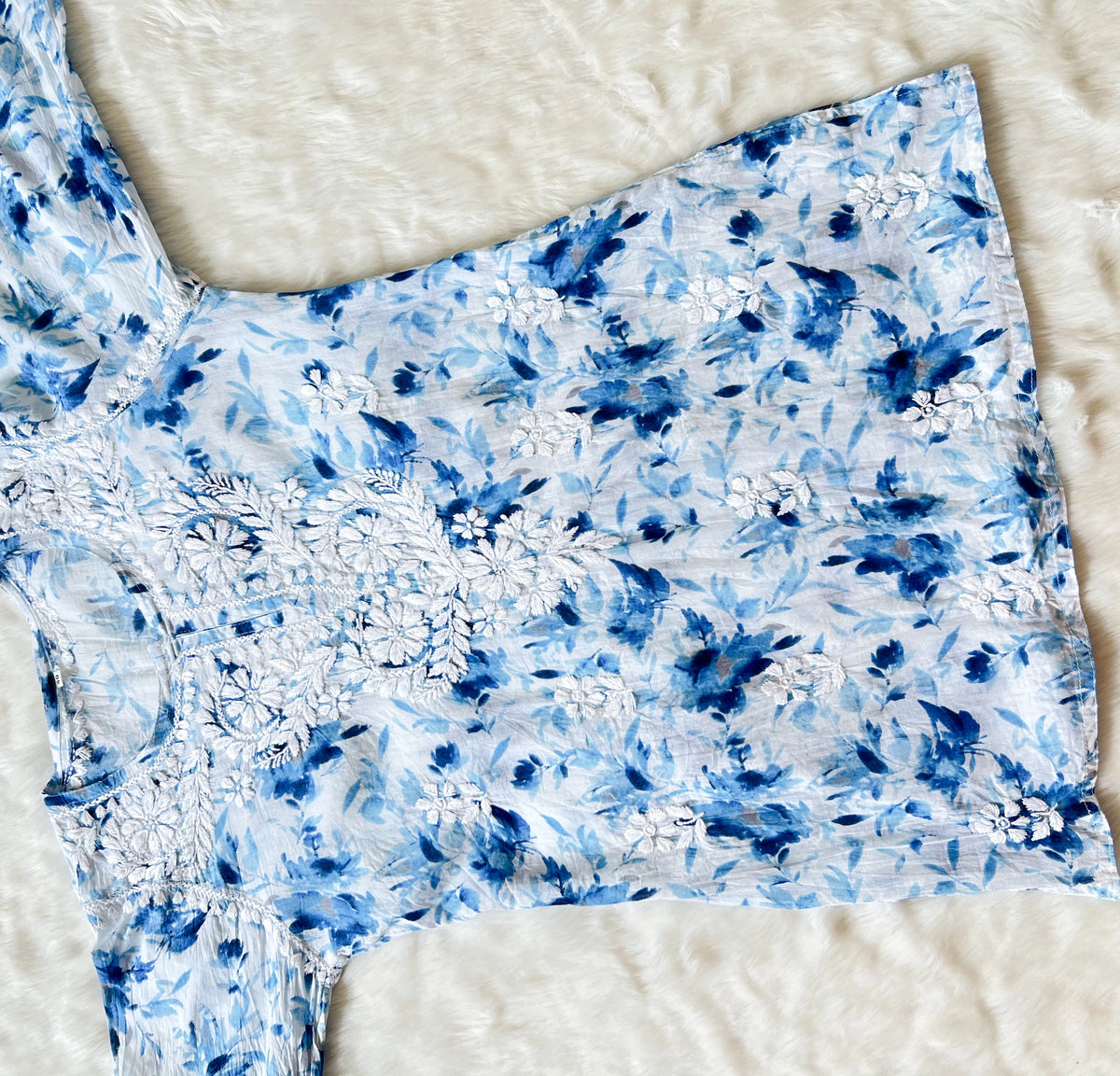 Gul Sky Blue MulMul Short Kurti