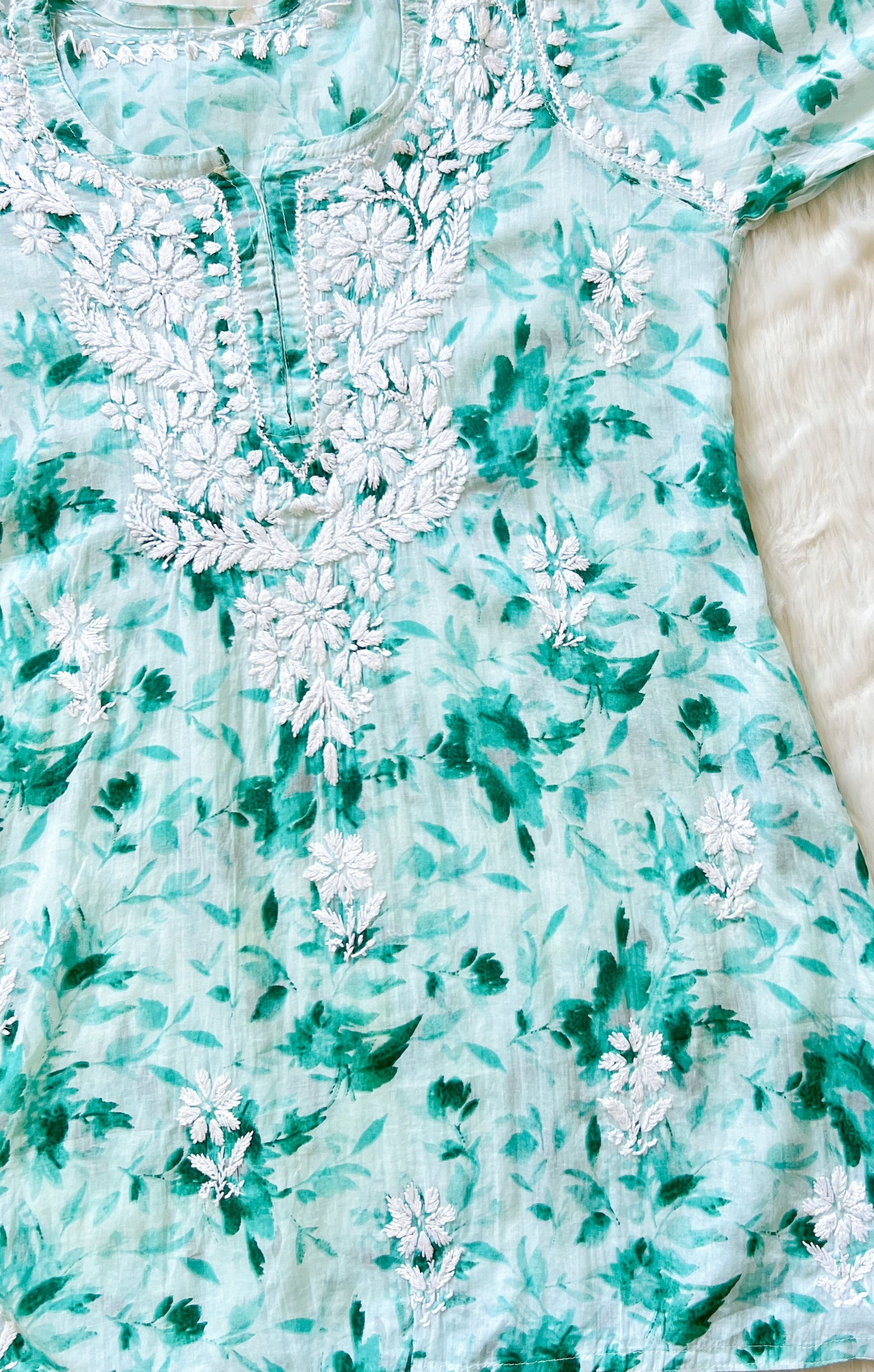 Gul Teal MulMul Short Kurti