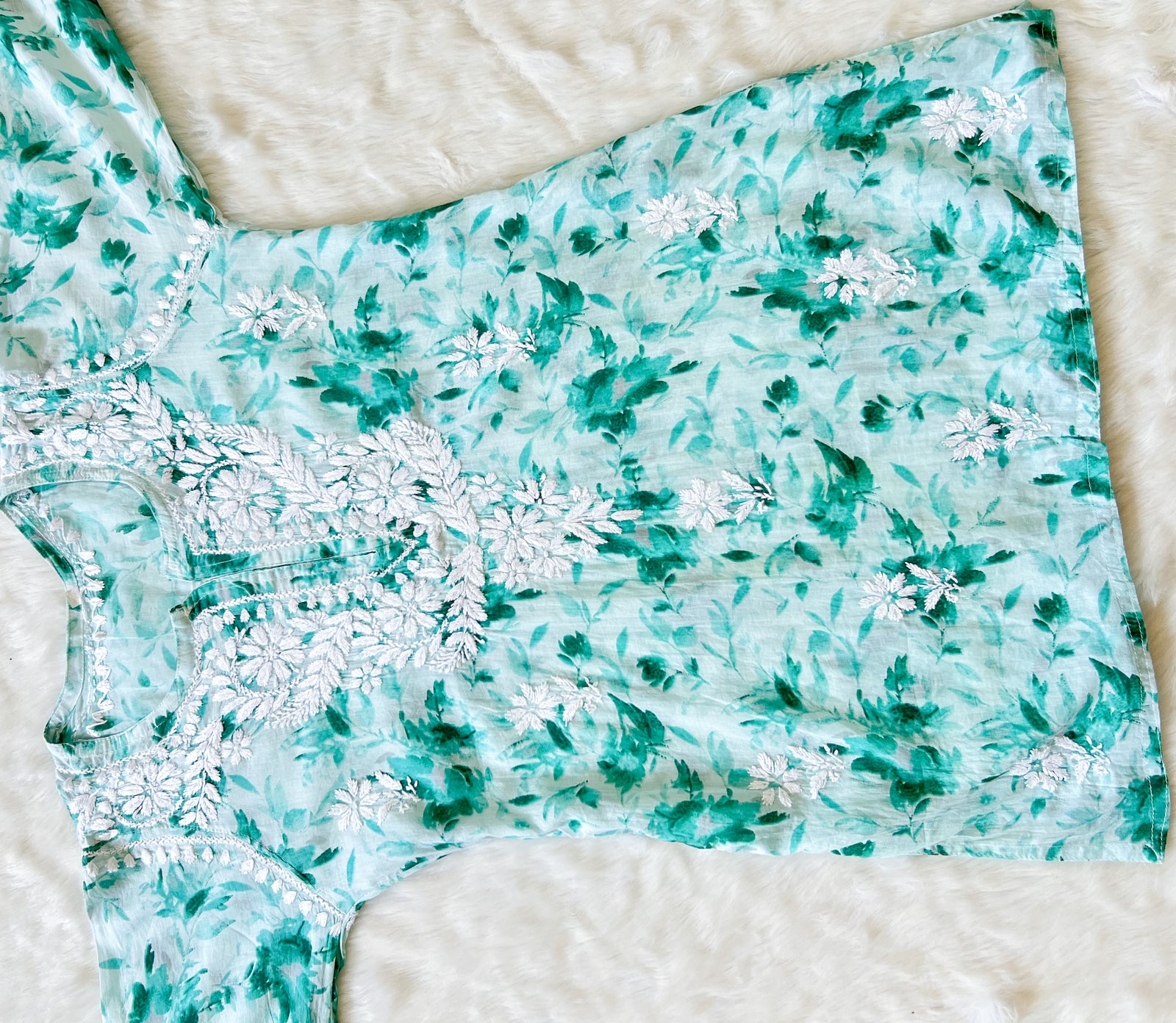 Gul Teal MulMul Short Kurti