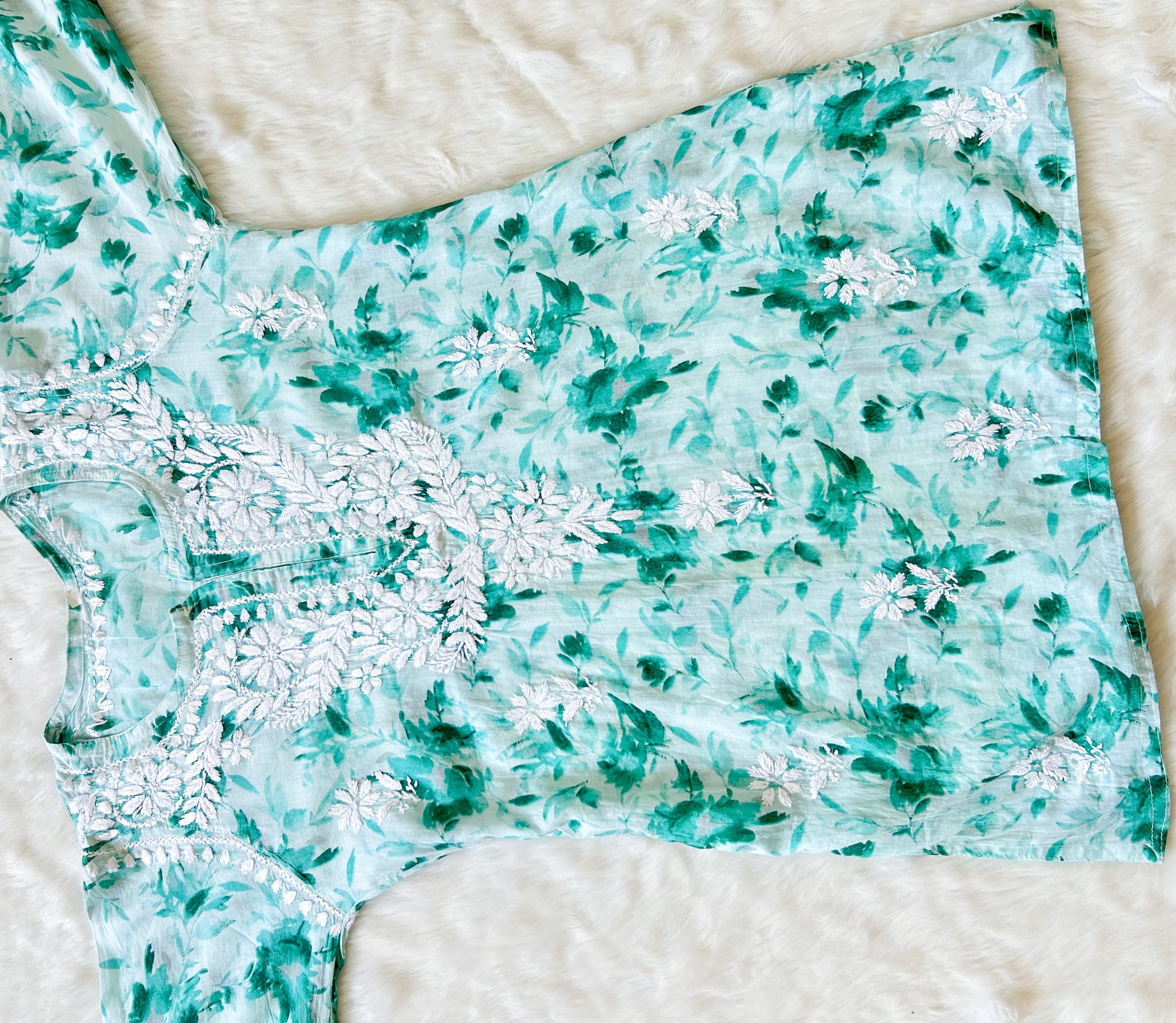 Gul Teal MulMul Short Kurti