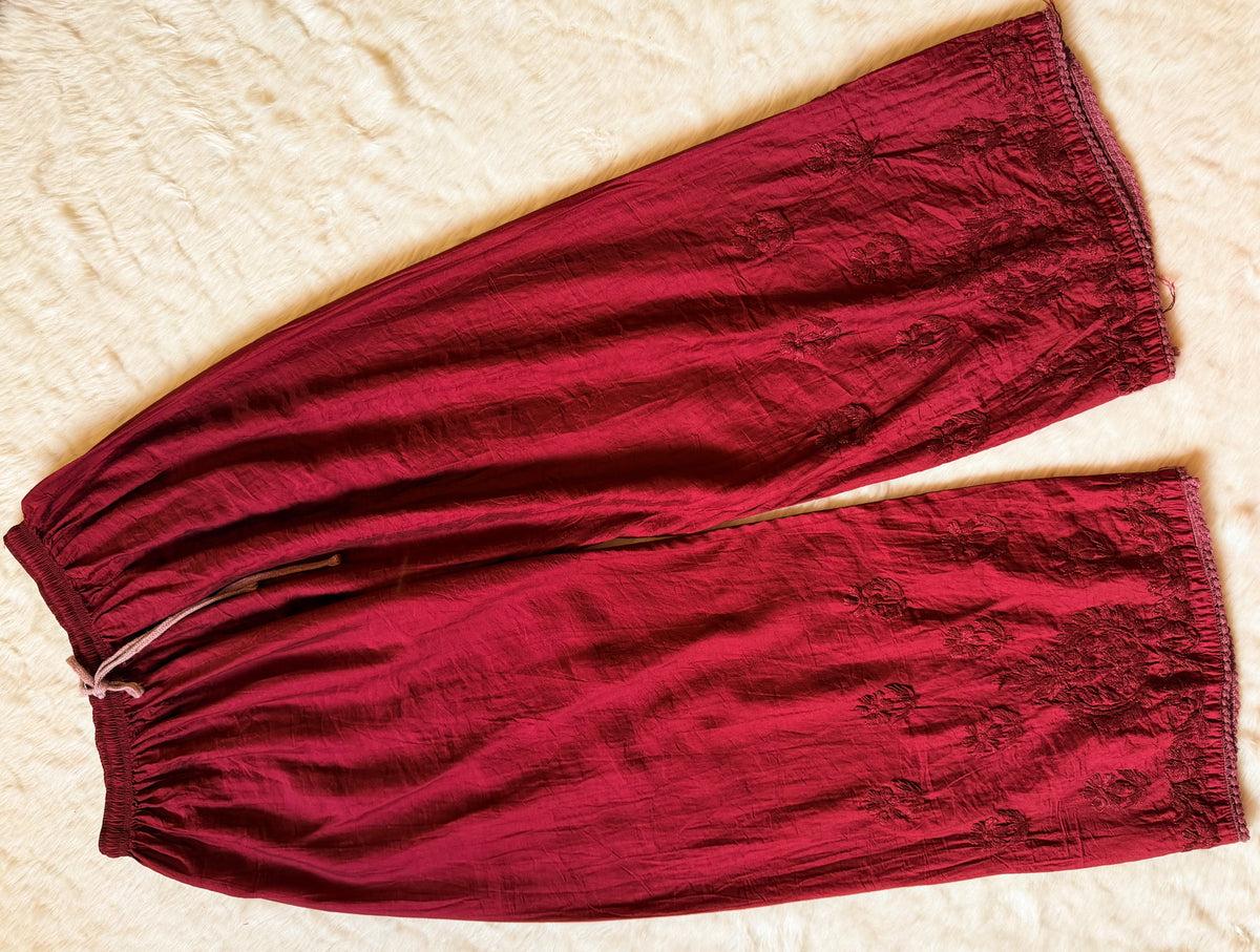 Haniya Berry Pink Ombre Chanderi Chikankari Kurta Bottom Set