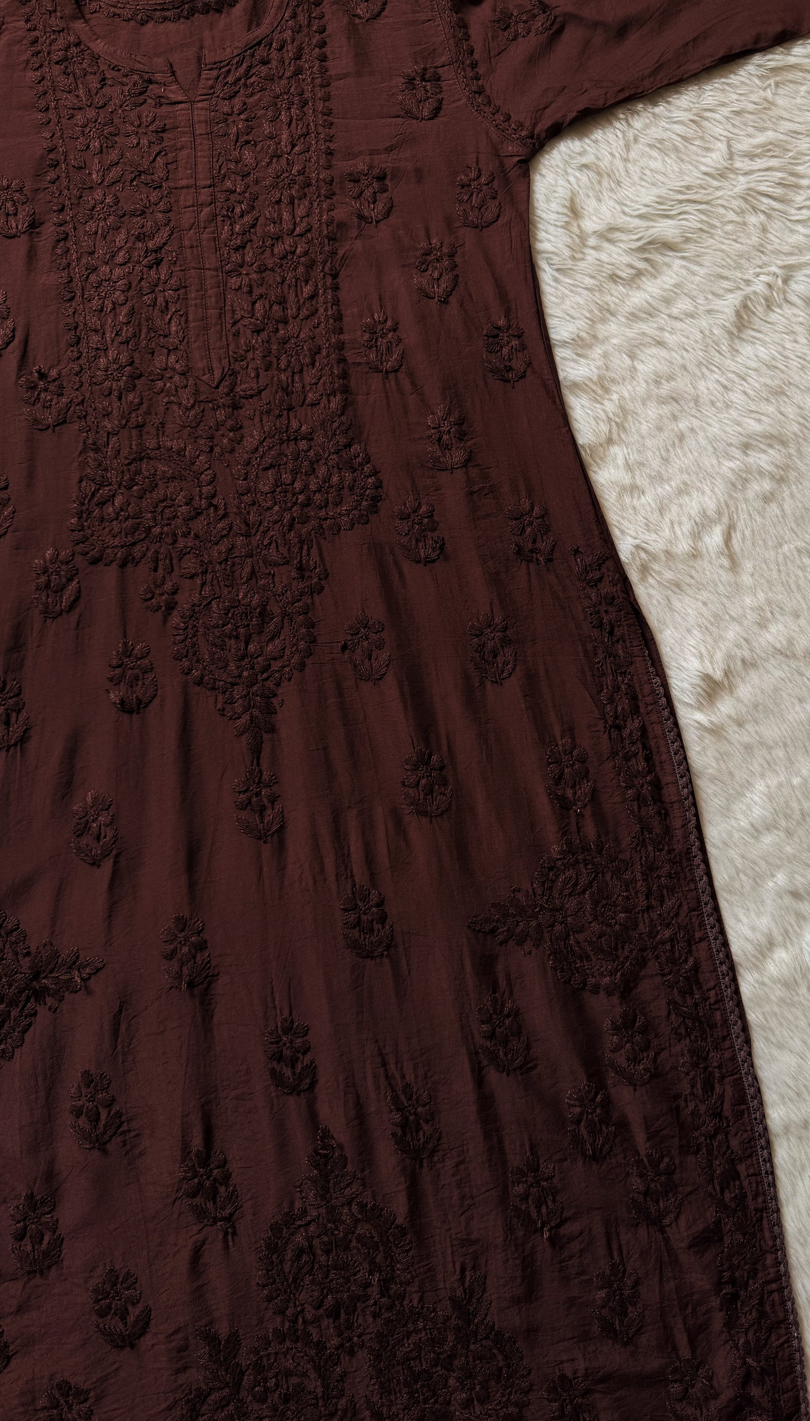 Haniya Brown Ombre Chanderi Chikankari Kurta Bottom Set