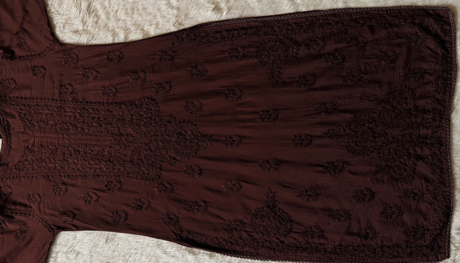 Haniya Brown Ombre Chanderi Chikankari Kurta Bottom Set