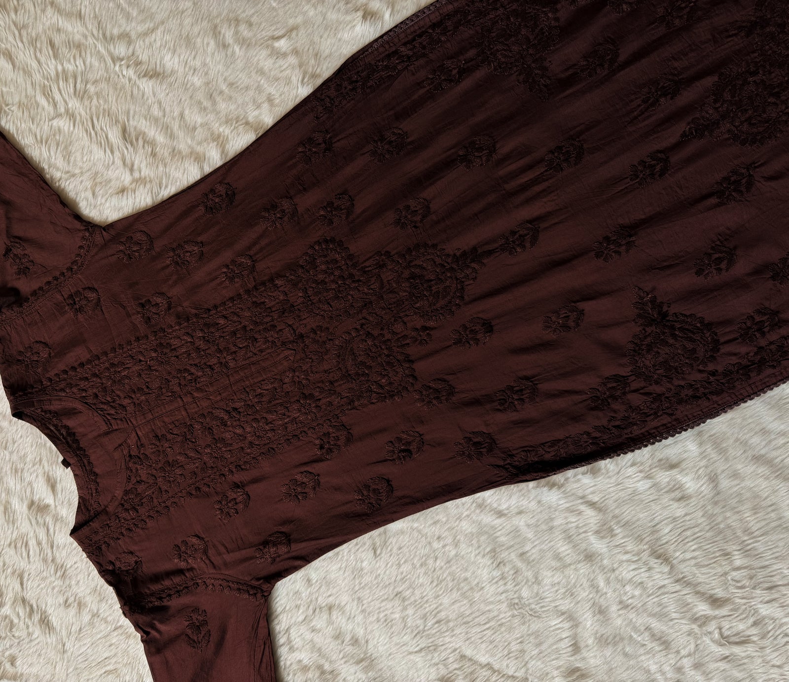 Haniya Brown Ombre Chanderi Chikankari Kurta Bottom Set