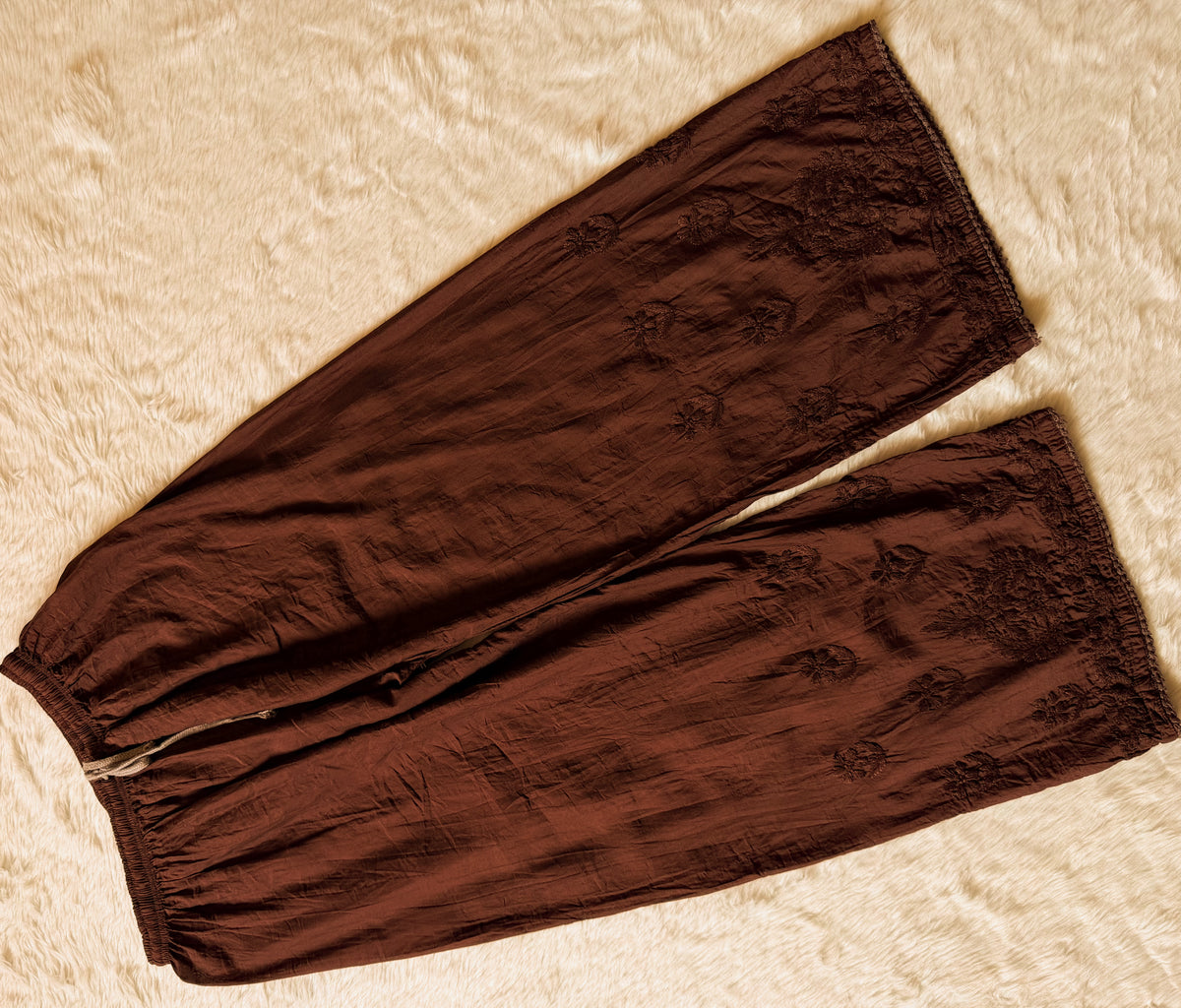 Haniya Brown Ombre Chanderi Chikankari Kurta Bottom Set