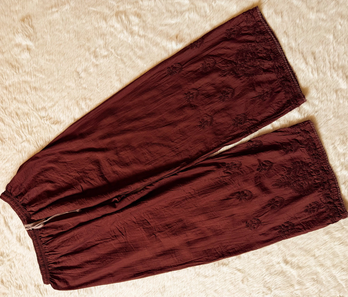 Haniya Brown Ombre Chanderi Chikankari Kurta Bottom Set