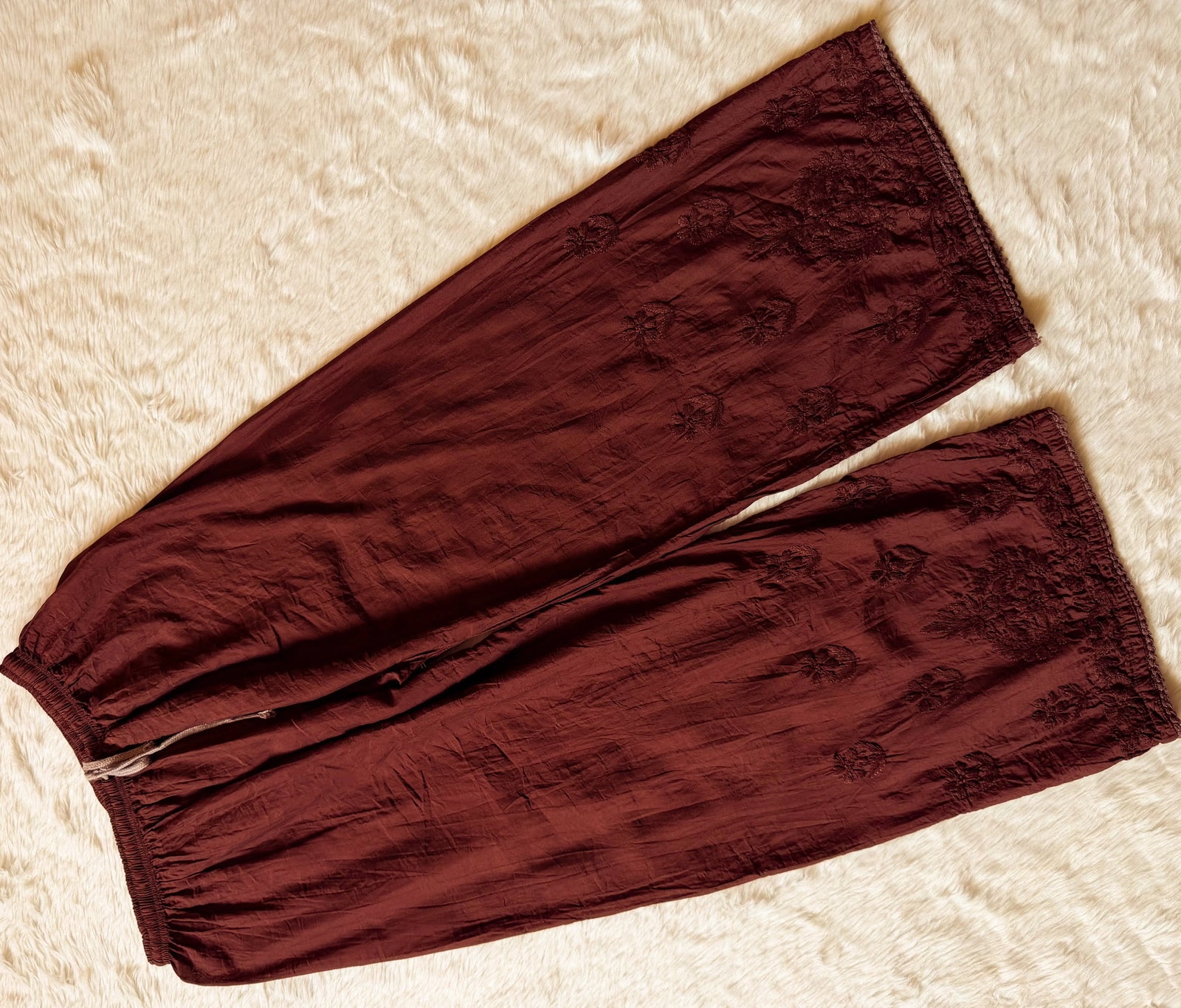 Haniya Brown Ombre Chanderi Chikankari Kurta Bottom Set