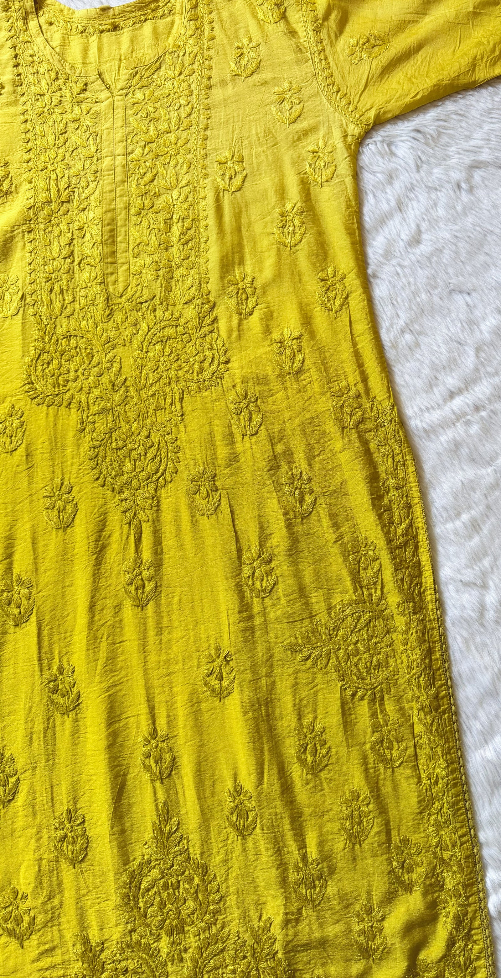Haniya Lime Ombre Chanderi Chikankari Kurta Bottom Set
