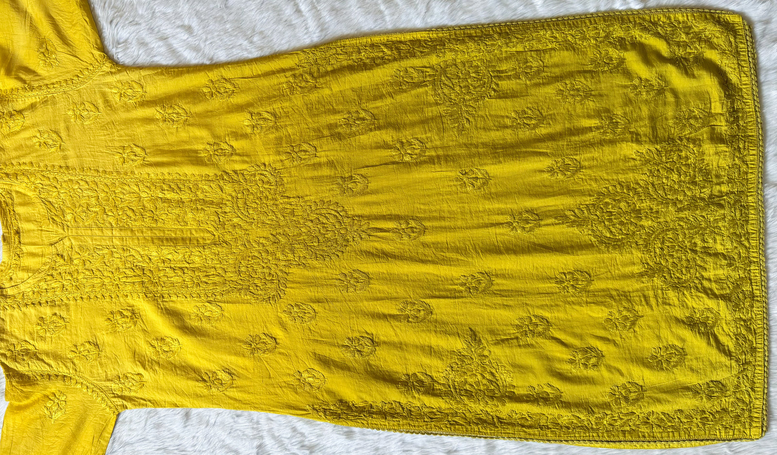 Haniya Lime Ombre Chanderi Chikankari Kurta Bottom Set