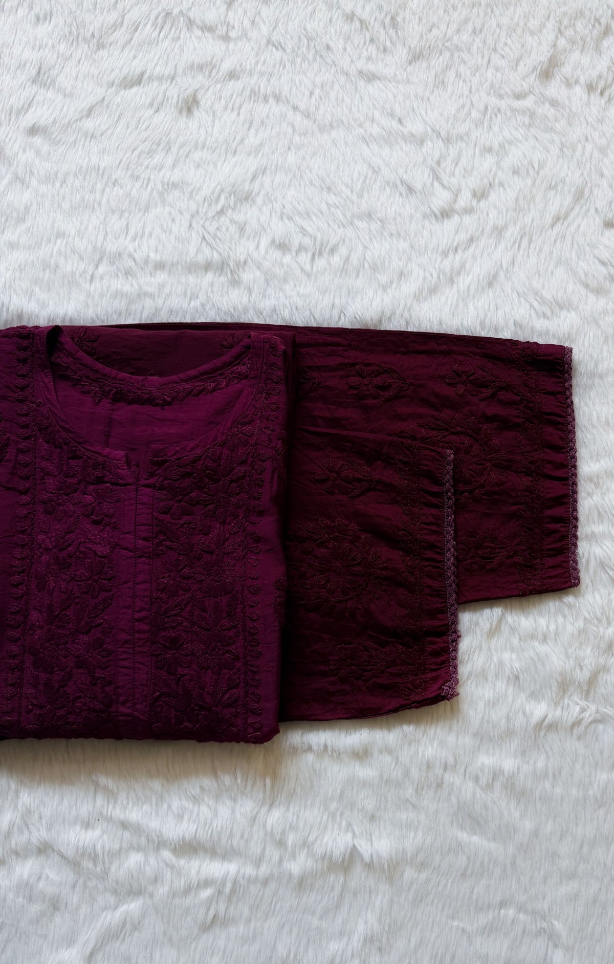 Haniya Magenta Chanderi Chikankari Kurta Bottom Set