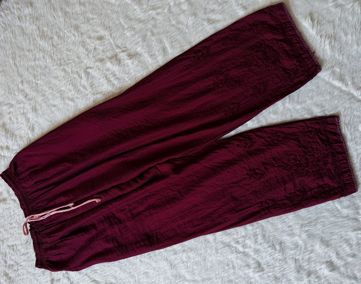 Haniya Magenta Chanderi Chikankari Kurta Bottom Set