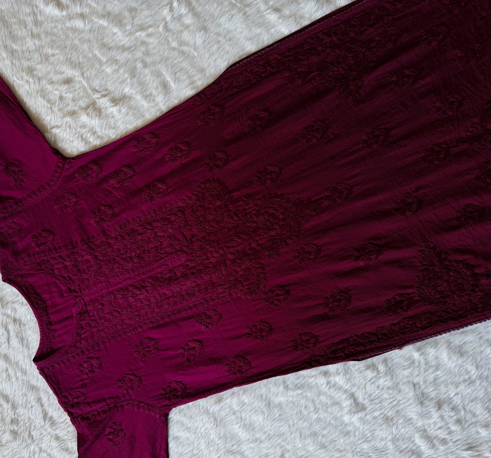 Haniya Magenta Chanderi Chikankari Kurta Bottom Set