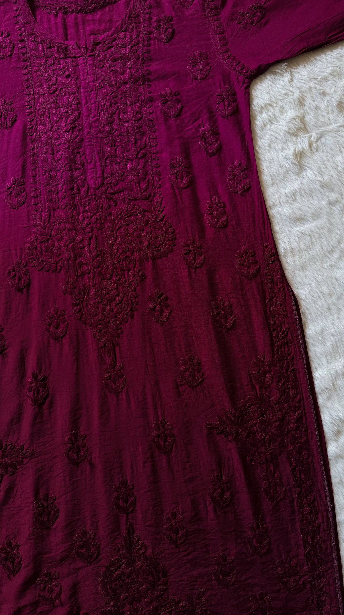 Haniya Magenta Chanderi Chikankari Kurta Bottom Set