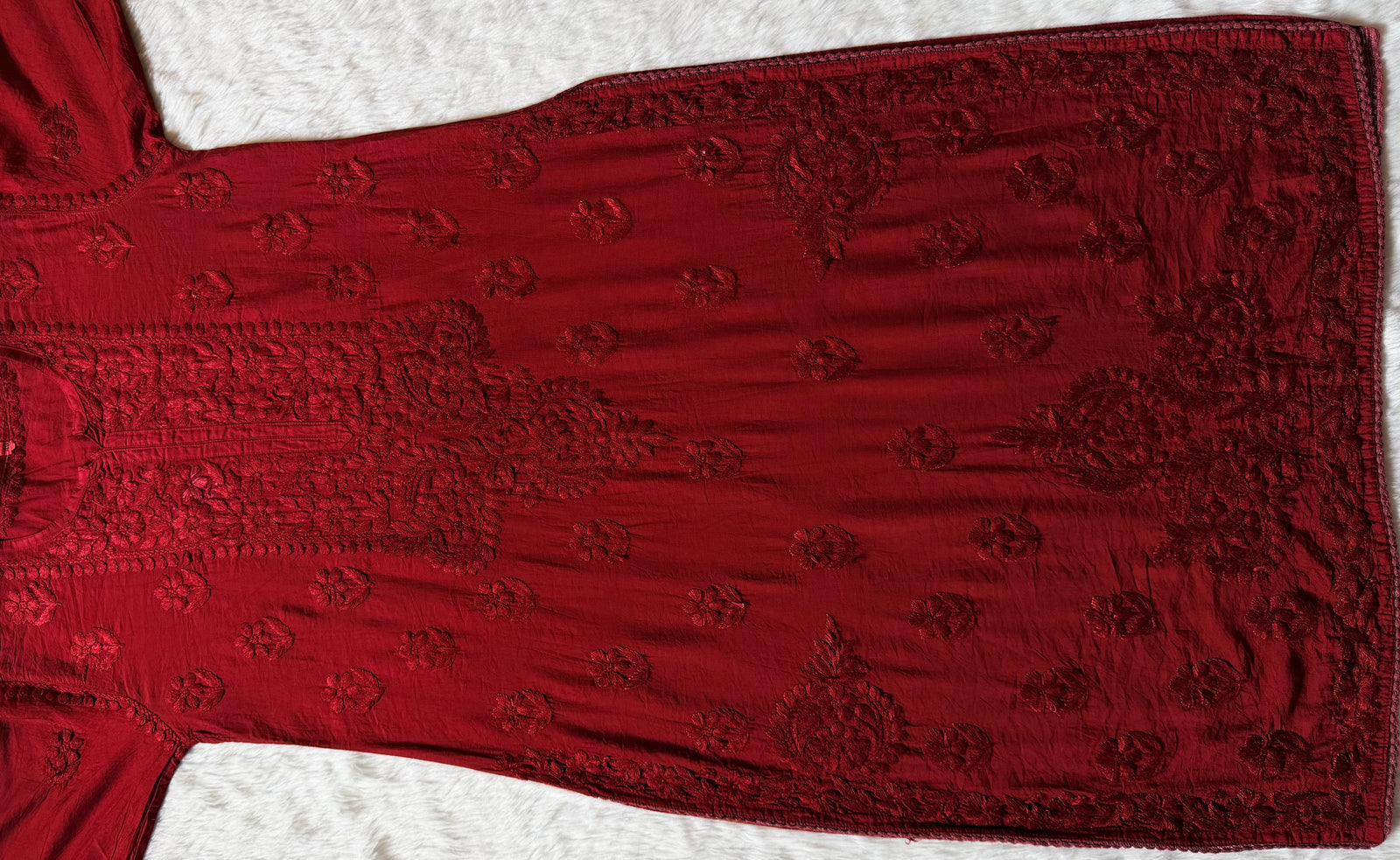 Haniya Maroon Ombre Chanderi Chikankari Kurta Bottom Set