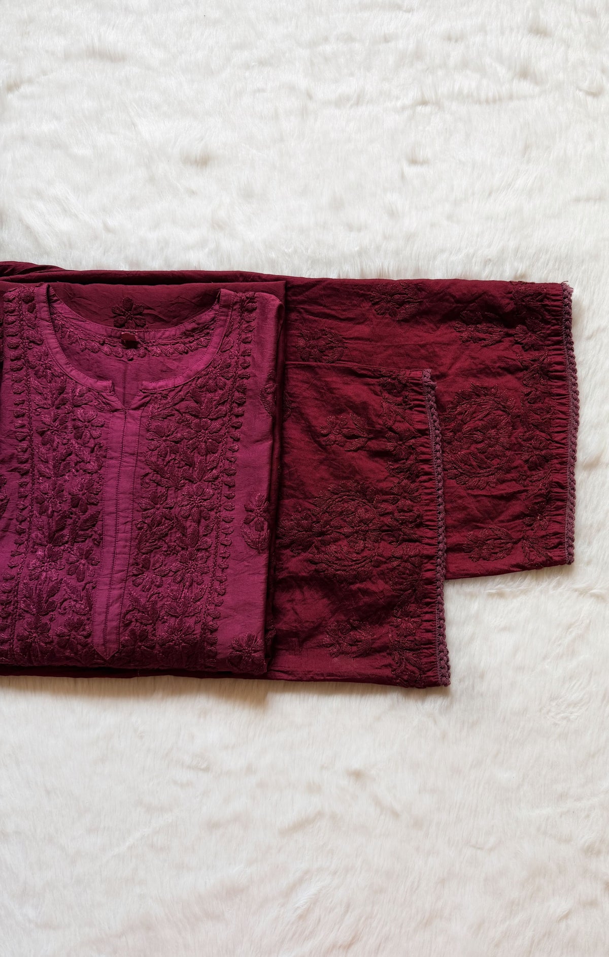 Haniya Orchid Pink Ombre Chanderi Chikankari Kurta Bottom Set