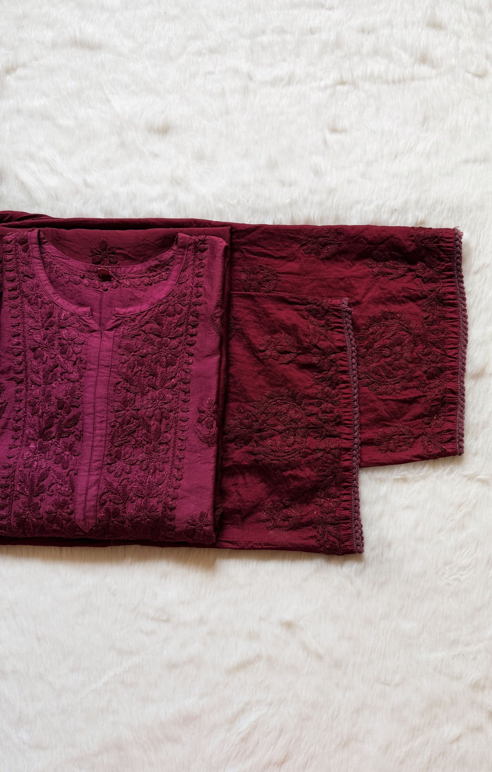 Haniya Orchid Pink Ombre Chanderi Chikankari Kurta Bottom Set