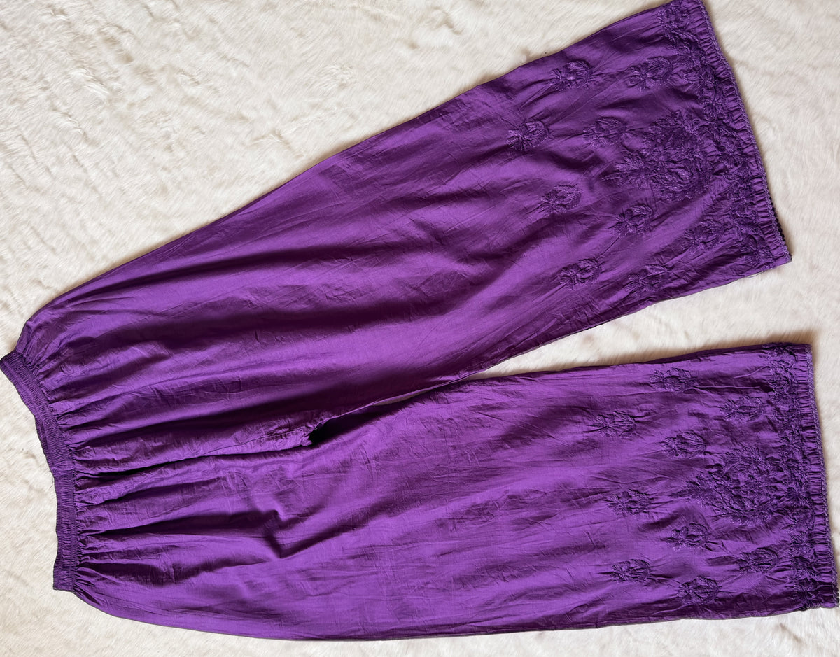 Haniya Purple Ombre Chanderi Chikankari Kurta Bottom Set
