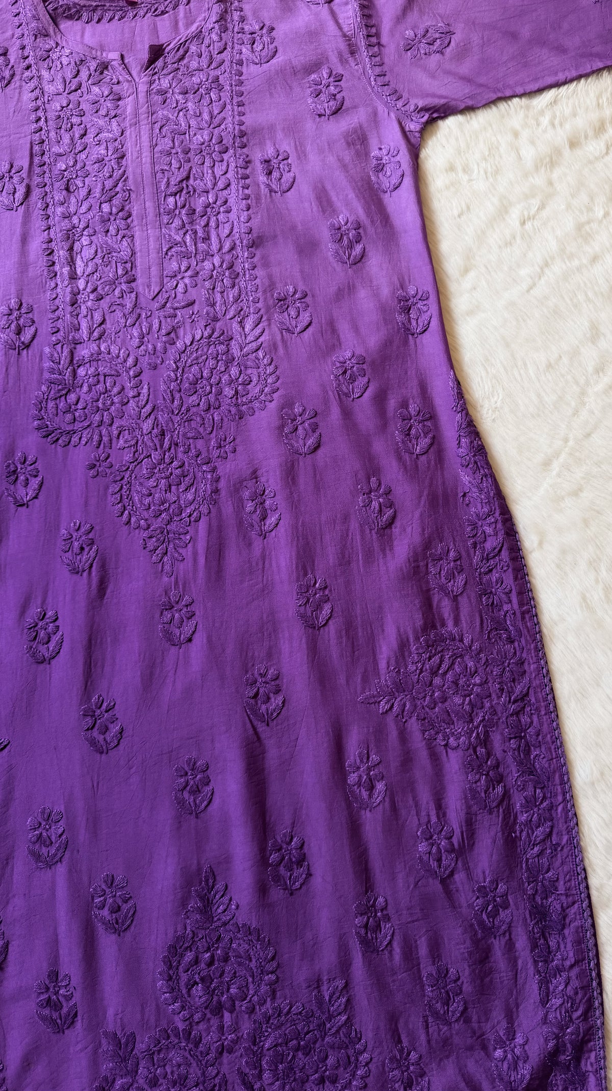 Haniya Purple Ombre Chanderi Chikankari Kurta Bottom Set