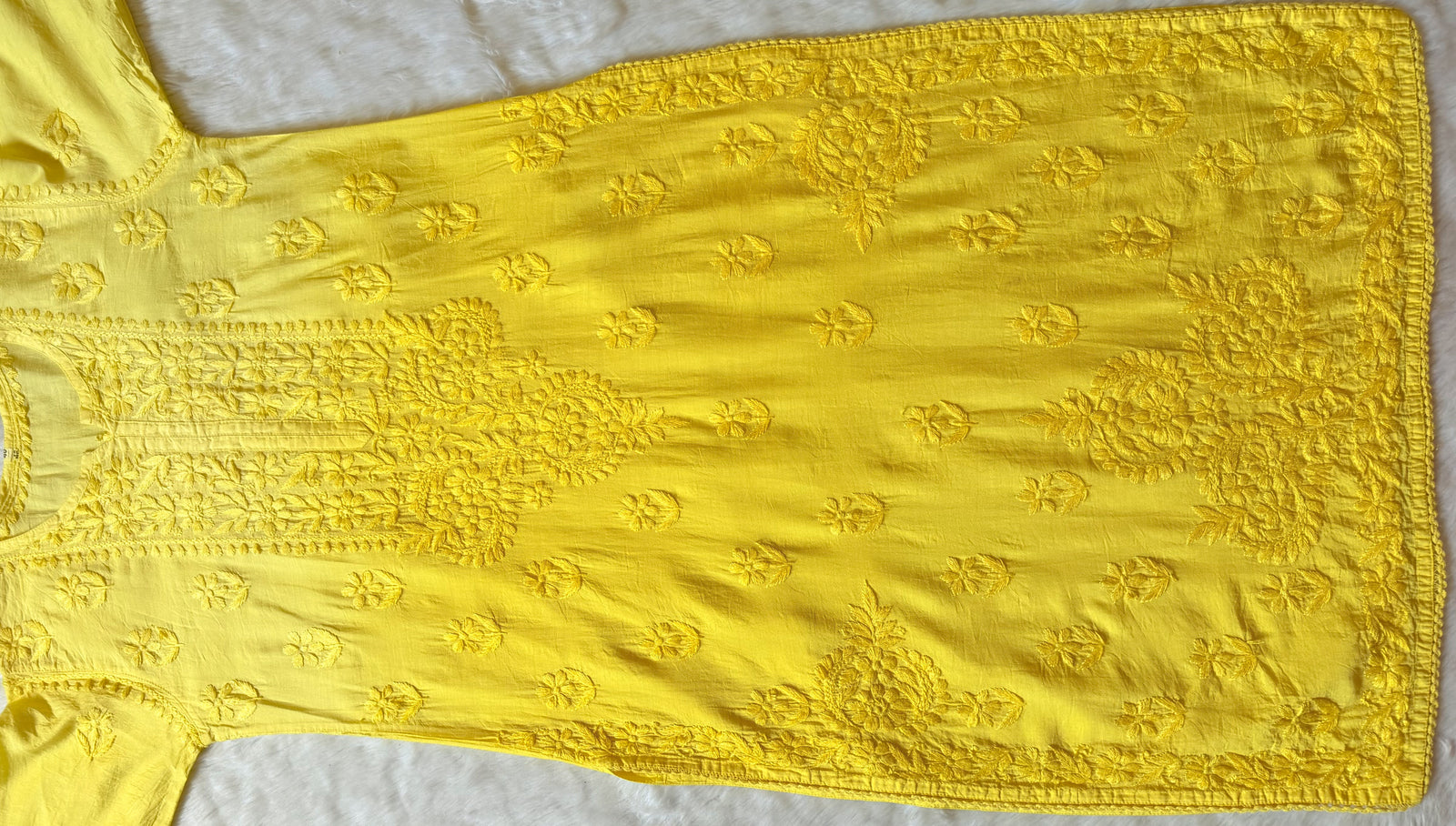 Haniya Yellow Ombre Chanderi Chikankari Kurta Bottom Set