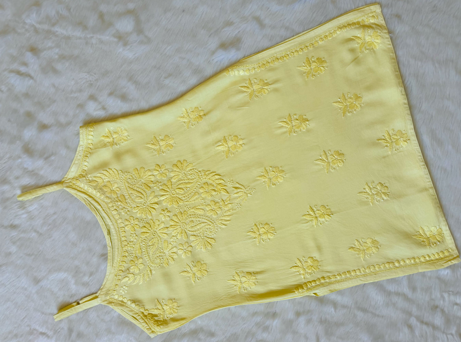 Heer Butter Yellow Sleeveless Short Rayon Kurti