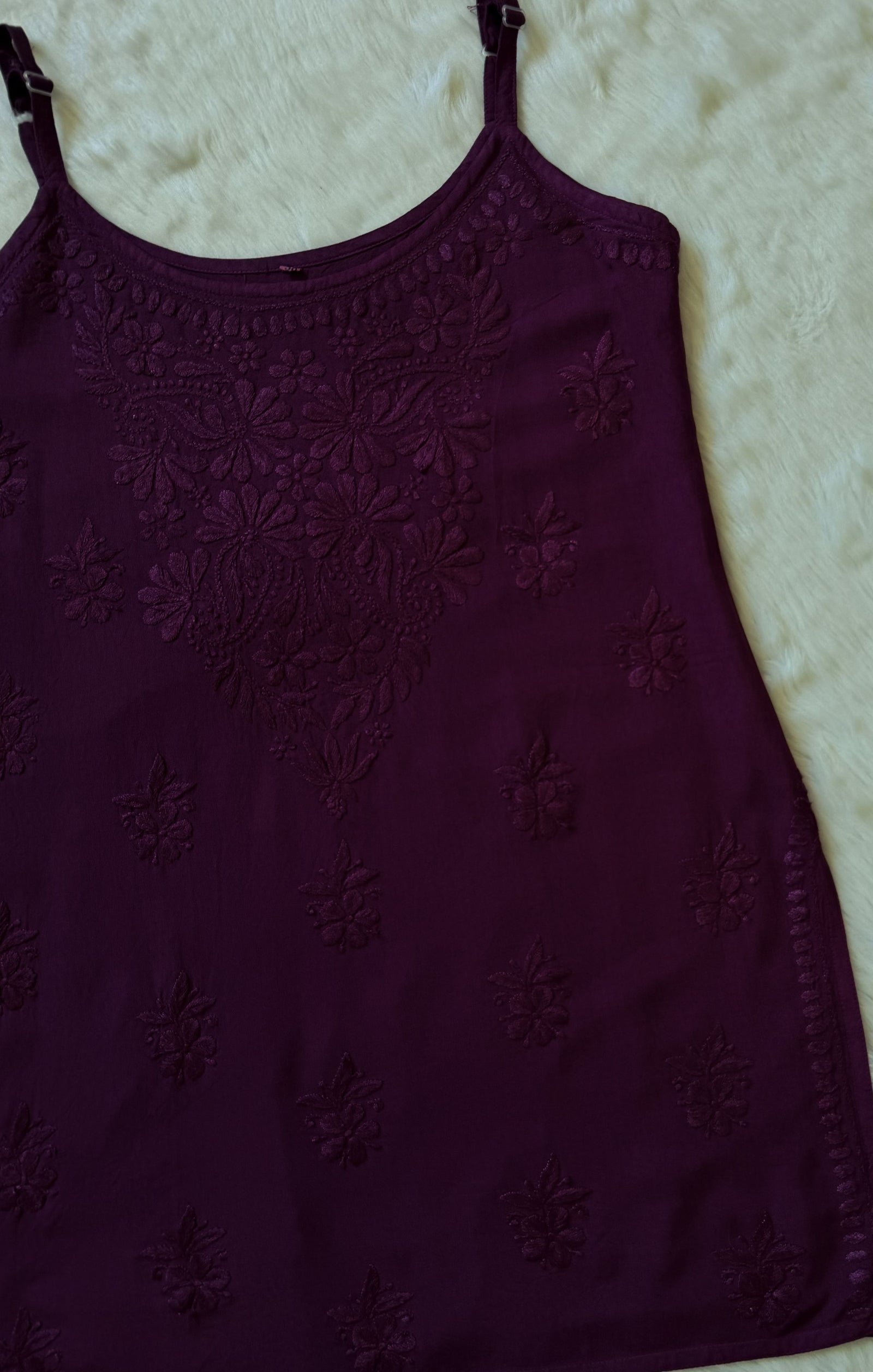 Heer Dark Purple Sleeveless Short Rayon Kurtis