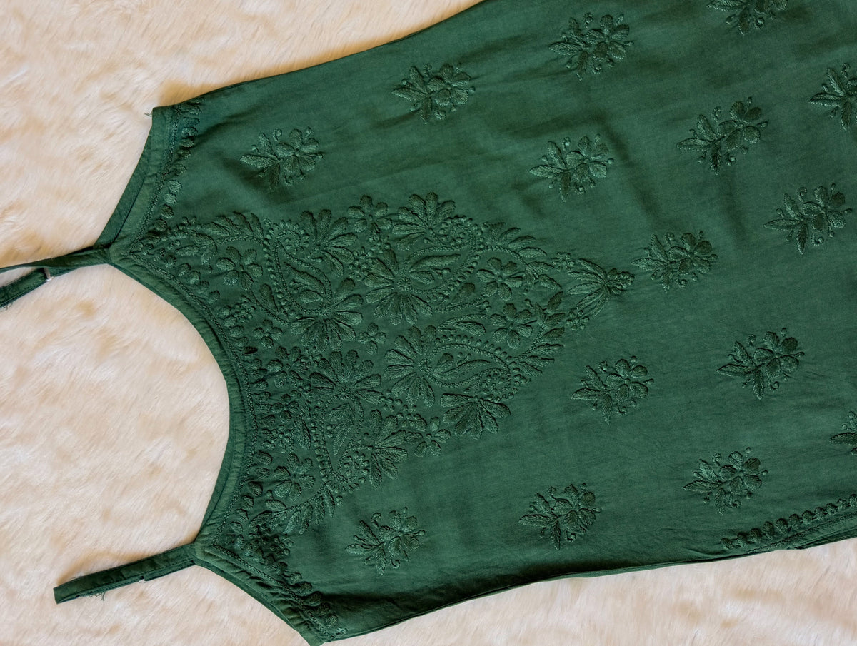 Heer Green Sleeveless Short Rayon Kurtis