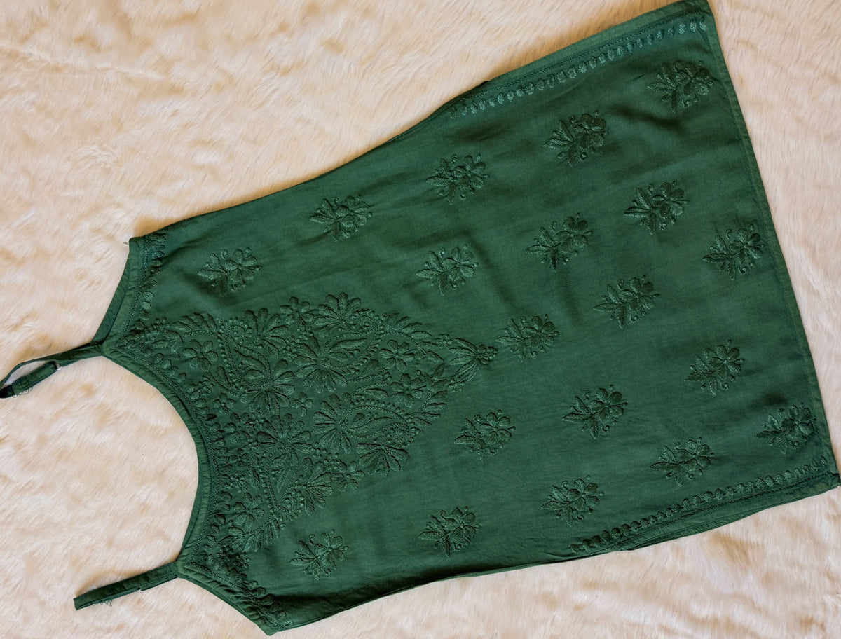 Heer Green Sleeveless Short Rayon Kurtis